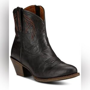 Ariat Women's 8.5B Darlin Western Ankle Black Boots Cowboy Cowgirl 100% Leather